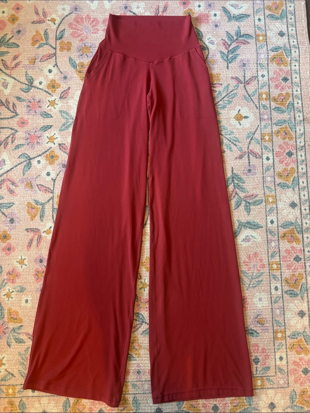 Aerie/offline real me High-Rise Wide-Leg Pants in Wine color